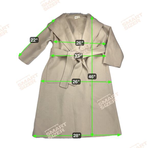 NAP Loungewear 100% Wool Hooded Belted Oversized Coat Large Pockets Tan Size S - Picture 4 of 14